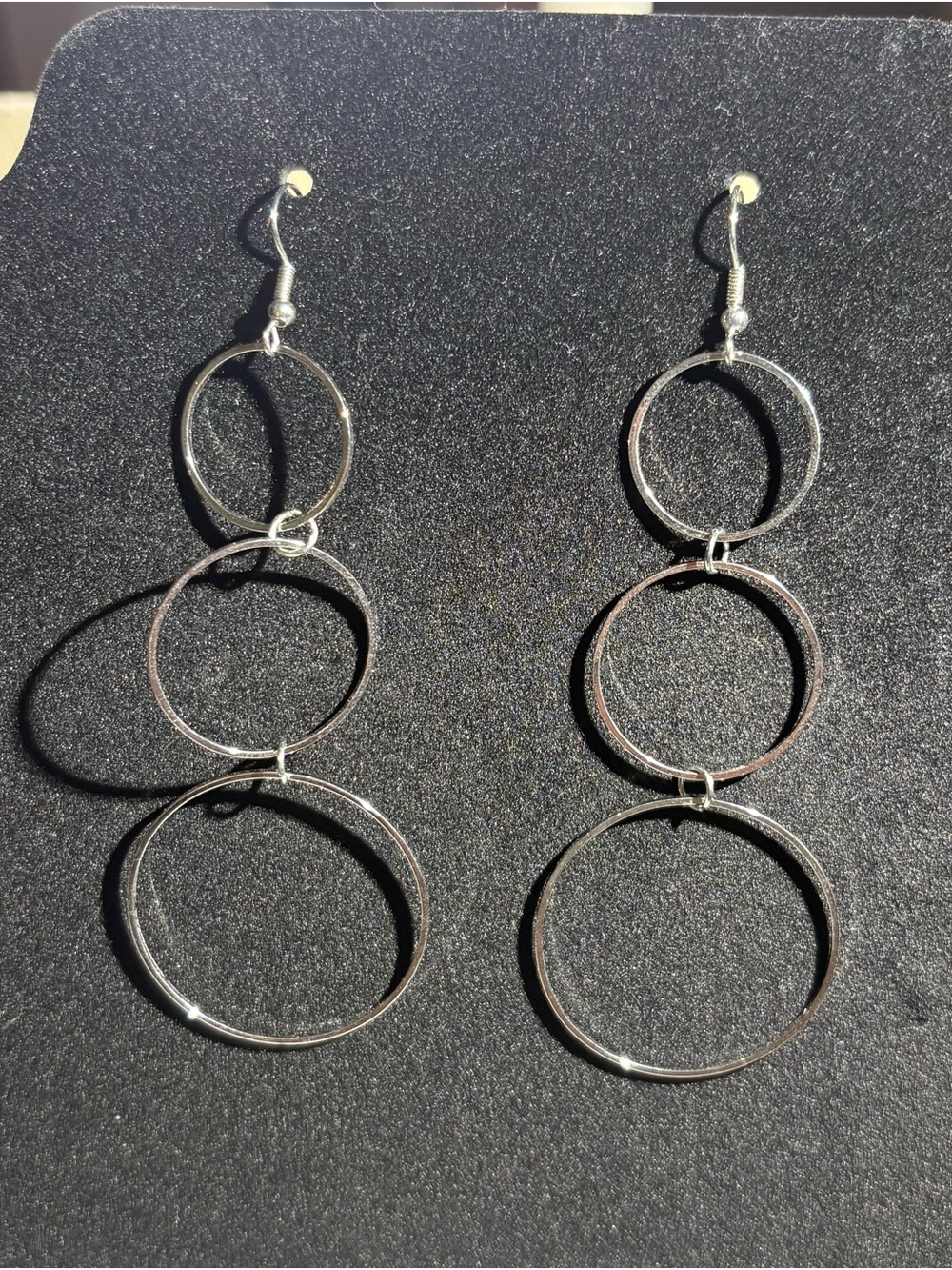 Silver Triple Hoop Dangle Earrings - Women Jewelry